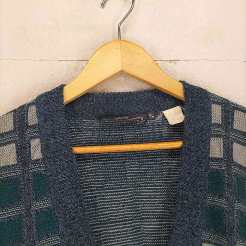 EATON BIRKDALE 60-70s レーヨン混 総柄 ニットカーディガン メンズ M
