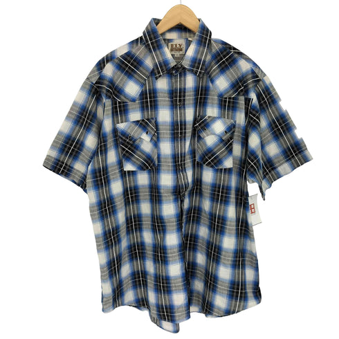 fly cattleman オマドラスチェック ウエスタンシャツ メンズ import:M