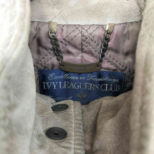 IVY LEAGUERS CLUB 90s ピッグレザー キルティング スタンドカラー フーデッド ジャケット メンズ FREE