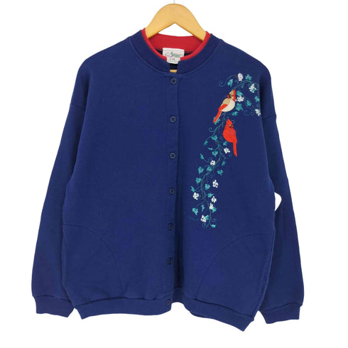 USA製 bird刺繍 スウェットカーディガン レディース L-XL