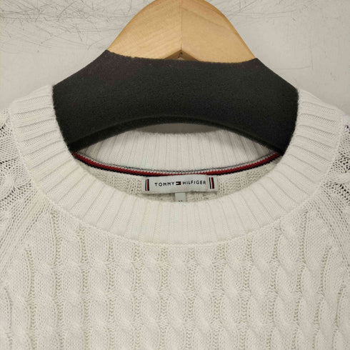 トミーヒルフィガー TOMMY HILFIGER 刺繍ロゴ ケーブルニット レディース M