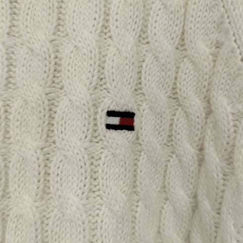 トミーヒルフィガー TOMMY HILFIGER 刺繍ロゴ ケーブルニット レディース M