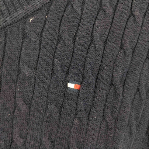 トミーヒルフィガー TOMMY HILFIGER 刺繍ロゴ ケーブルニット レディース M