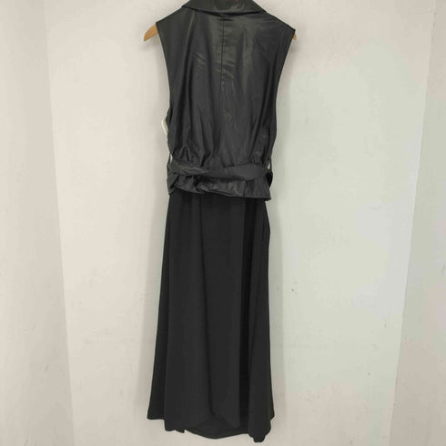 ザラ ZARA コントラストフェイクレザーミディワンピース レディース import:L
