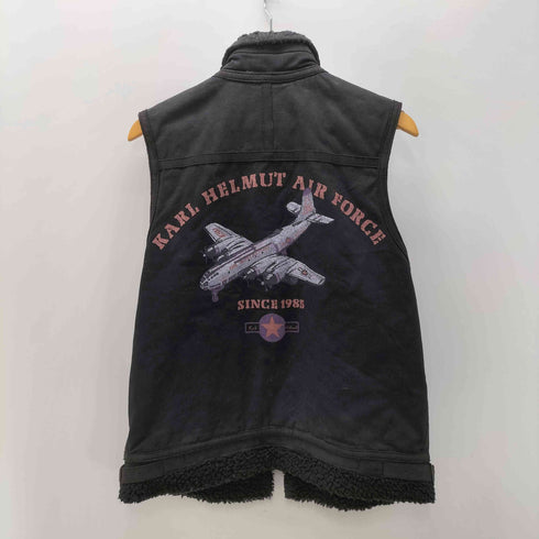 カールヘルム Karl Helmut 90-00S 襟ボア 裏地キルティング エアフォース バックプリント ダック地 ベスト ピンクハウス メンズ import:M