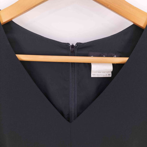 アニエスベー agnes b. PARIS バックダーツ パフスリーブ Vネック ミディ ワンピース レディース JPN:40