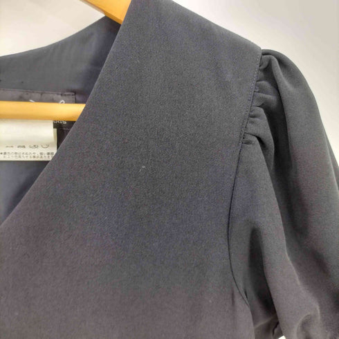アニエスベー agnes b. PARIS バックダーツ パフスリーブ Vネック ミディ ワンピース レディース JPN:40