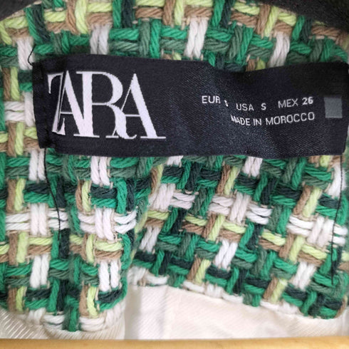 ザラ ZARA ツイード ノーカラー テーラードジャケット レディース import:S