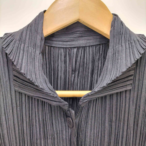 プリーツプリーズイッセイミヤケ PLEATS PLEASE ISSEY MIYAKE 02AW 異素材切替 プリーツ ロングカーディガン レディース JPN:2
