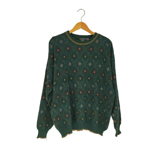 TRADER BAY USA製 90S 総柄 アクリル混 コットン ニット メンズ import:XL