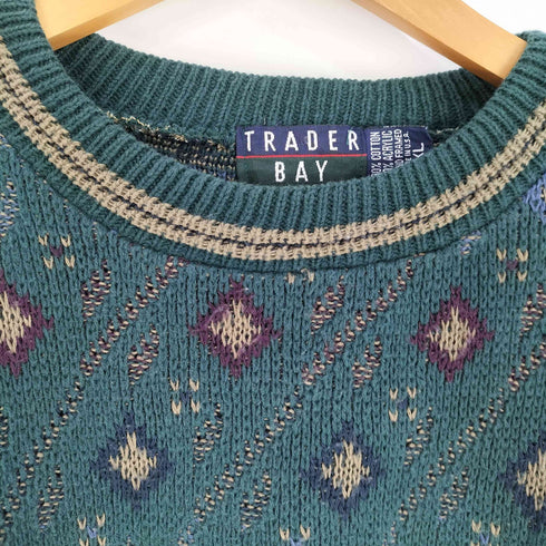 TRADER BAY USA製 90S 総柄 アクリル混 コットン ニット メンズ import:XL