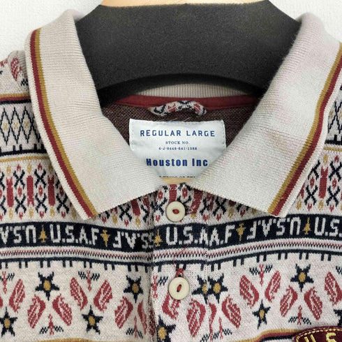 ヒューストン HOUSTON U.S.A.F.紋章 総柄 ポロシャツ メンズ import:L