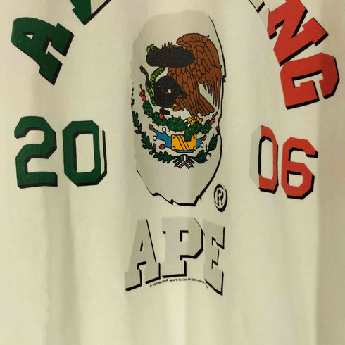 アベイシングエイプ A BATHING APE 袖裾シングル 2006 サッカー メキシコ国旗 クルーネックTシャツ メンズ import:XL