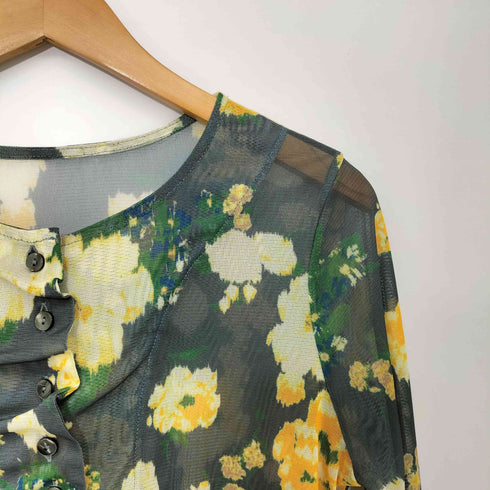レイビームス Ray BEAMS 26SS シアー フラワープリント カーディガン レディース