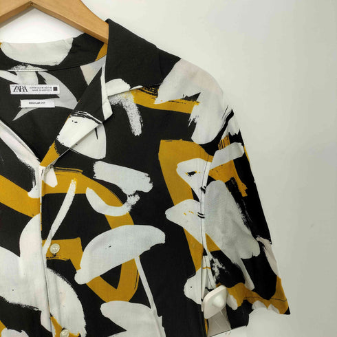 ザラ ZARA レーヨン100 総柄 S/S オープンカラー シャツ メンズ import:M