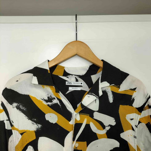 ザラ ZARA レーヨン100 総柄 S/S オープンカラー シャツ メンズ import:M