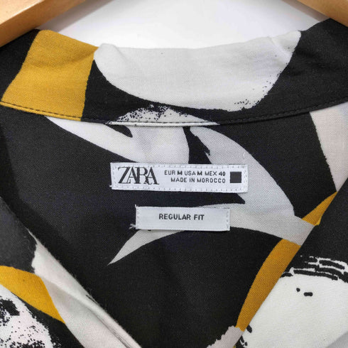 ザラ ZARA レーヨン100 総柄 S/S オープンカラー シャツ メンズ import:M