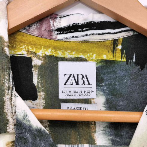 ザラ ZARA レーヨン100 総柄 オープンカラー S/S シャツ メンズ import:M
