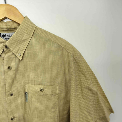 コロンビア Columbia 00s コットン ポリ チェック ボタンダウン S/S シャツ メンズ import:M