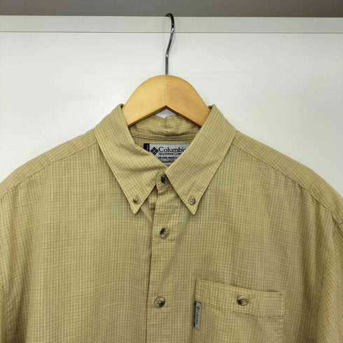 コロンビア Columbia 00s コットン ポリ チェック ボタンダウン S/S シャツ メンズ import:M