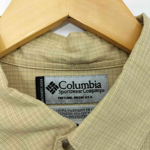 コロンビア Columbia 00s コットン ポリ チェック ボタンダウン S/S シャツ メンズ import:M
