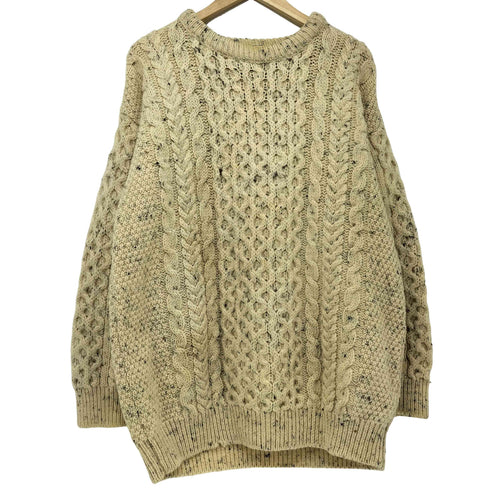 OCEAN VIEW アイルランド製 ウール100 ネップ フィッシャーマンニット アランニット メンズ import:XL