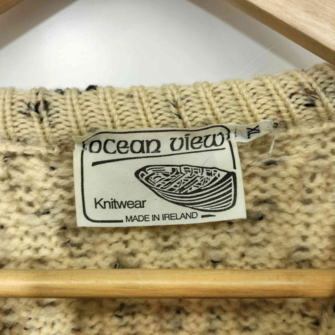 OCEAN VIEW アイルランド製 ウール100 ネップ フィッシャーマンニット アランニット メンズ import:XL