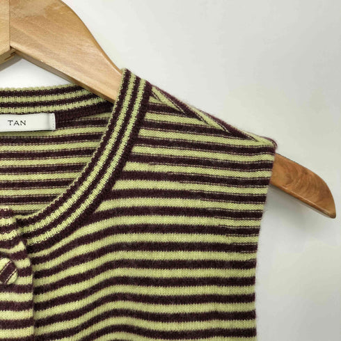 タン TAN 25AW CASHMERE STRIPED KNIT VEST WITH LONG SCARF レディース FREE