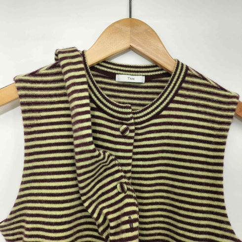 タン TAN 25AW CASHMERE STRIPED KNIT VEST WITH LONG SCARF レディース FREE