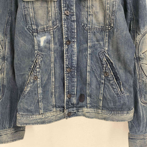 ディーゼル DIESEL バックスター刺繍 ダメージ加工 デニムジャケット メンズ import:L
