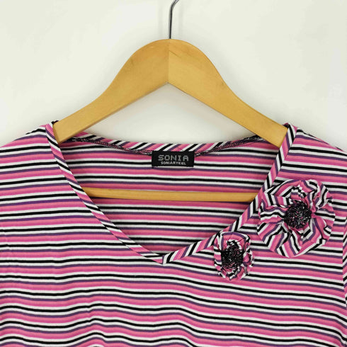 ソニアリキエル SONIA RYKIEL ボーダー柄 ボンボン S/S Tシャツ レディース JPN:40