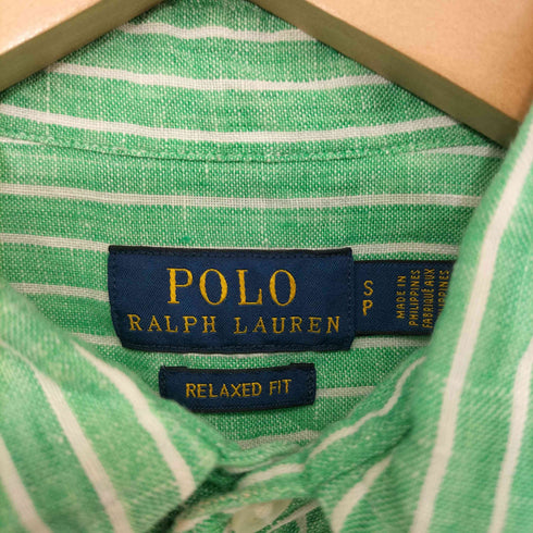 ポロラルフローレン POLO RALPH LAUREN RELAXED FIT ポニー刺繍 ストライプ リネンシャツ メンズ import:S