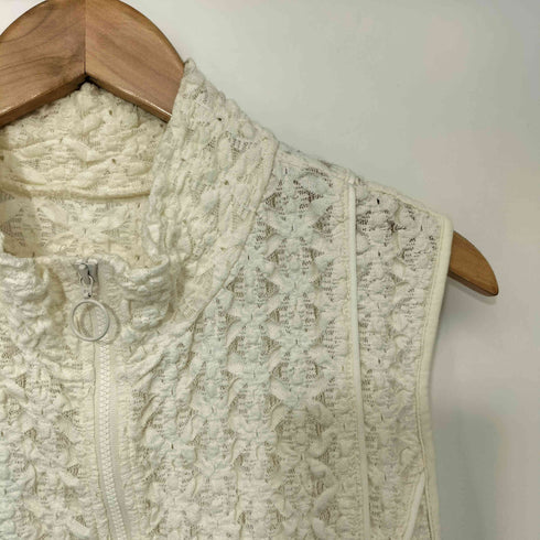 レイビームス Ray BEAMS 25SS レース ハイネック ジップ ベスト レディース
