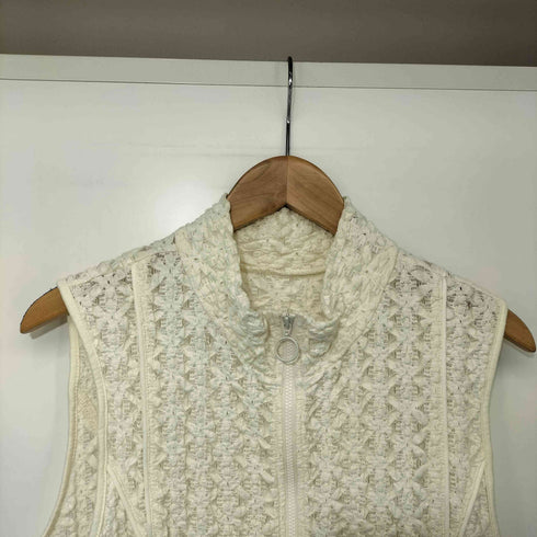 レイビームス Ray BEAMS 25SS レース ハイネック ジップ ベスト レディース