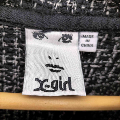 エックスガール X-girl TWEED JERSEY HOODIE ツイード プルオーバーパーカー レディース JPN:M