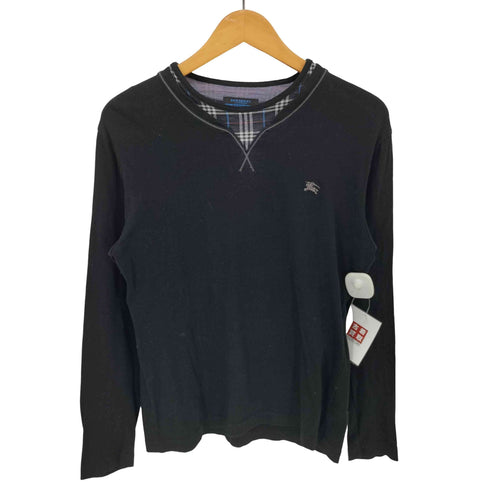 バーバリーブルーレーベル BURBERRY BLUE LABEL ロゴ刺繍 ノバチェック フェイクレイヤード 長袖 Tシャツ Y2K メンズ import:M