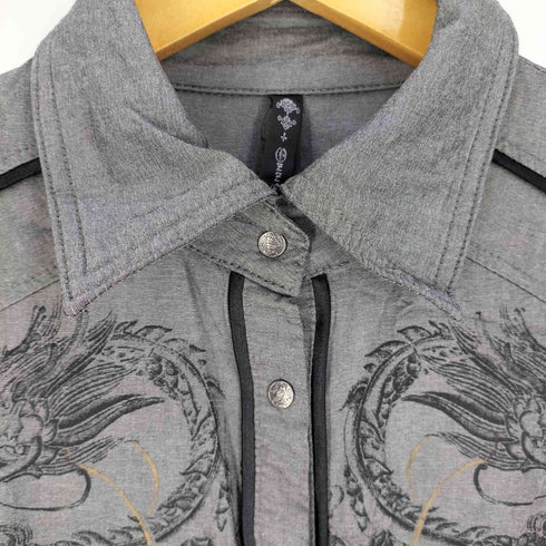 ozz croce ドラゴン 龍 パイピング スナップ シャツ Y2K レディース