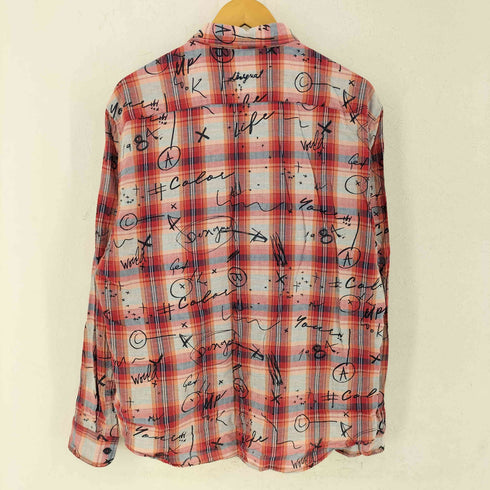 デシグアル Desigual 手書きプリント チェックシャツ メンズ XL