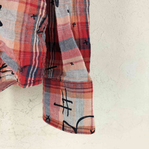 デシグアル Desigual 手書きプリント チェックシャツ メンズ XL
