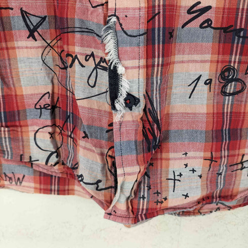 デシグアル Desigual 手書きプリント チェックシャツ メンズ XL