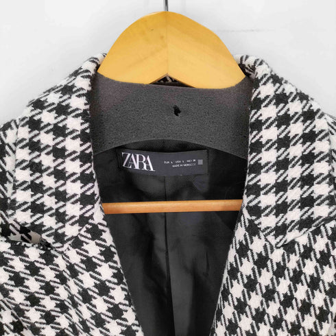 ザラ ZARA 千鳥格子柄ダブルブレストジャケット レディース import:L
