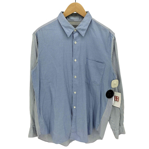 コムデギャルソンオム COMME des GARCONS HOMME 03aw 田中オム ハウンドトゥース ストライプ切り替え 長袖 シャツ メンズ import:M