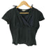サルヴァトーレフェラガモ Salvatore Ferragamo MADE IN ITALY イタリア製 リボン Vネック ギャザー S/S クロップド Tシャツ ピチT レディース import:XS