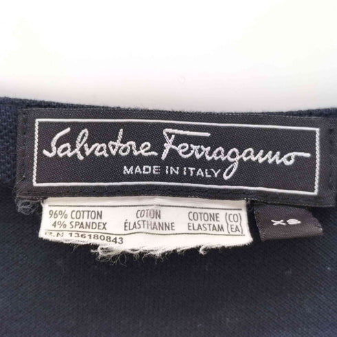 サルヴァトーレフェラガモ Salvatore Ferragamo MADE IN ITALY イタリア製 リボン Vネック ギャザー S/S クロップド Tシャツ ピチT レディース import:XS