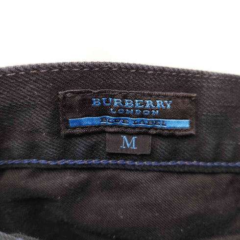 バーバリーブルーレーベル BURBERRY BLUE LABEL ロゴ刺繍 5ポケット ローライズ ブラック デニム メンズ JPN:M