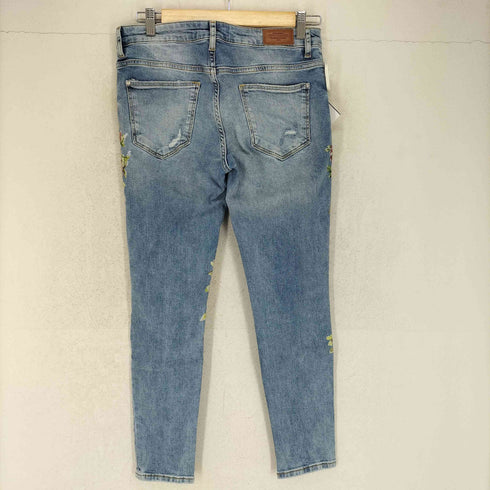 ザラ ZARA ボタニカルプリント ダメージ加工 デニムスキニーパンツ レディース 38