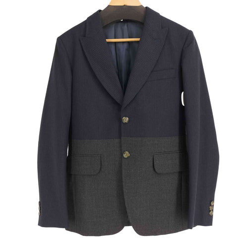 カルヴェン CARVEN ウールカシミヤ ストライプ 切替カラー テーラードジャケット メンズ JPN:44