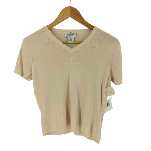 タルボット TALBOTS 90s Vネック シルク 半袖ニット レディース M