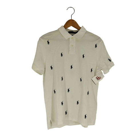 ポロラルフローレン POLO RALPH LAUREN CUSTOM SLIM FIT 総ポニー刺繍 鹿の子 ポロシャツ メンズ import:M