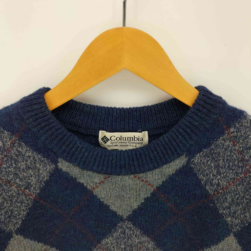 コロンビア Columbia 90S アーガイル ウール クルーネック ニット メンズ import:L